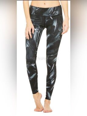 ALO Yoga Women’s Black Gray Airbrush Modernist Full Length Leggings Sz XS